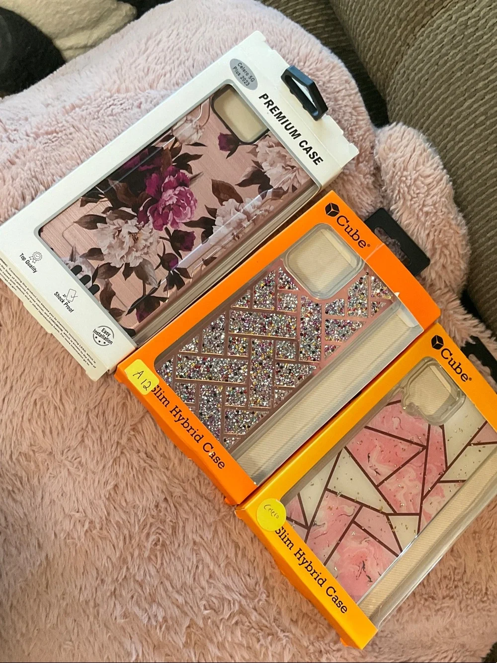 Pink Floral and Geometric Glitter Phone Case Trio - Pink Phone Cases